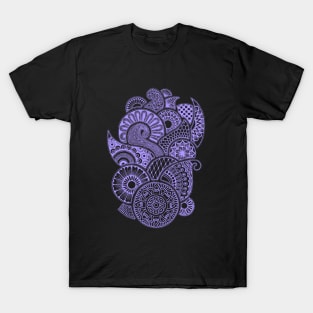 Abstract Mandala design (light purple on black) T-Shirt